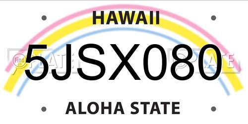 5JSX080 Hawaii License Plate