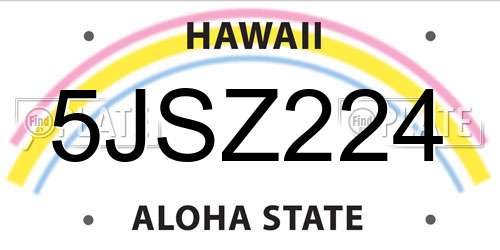 5JSZ224 Hawaii License Plate