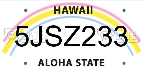 5JSZ233 Hawaii License Plate