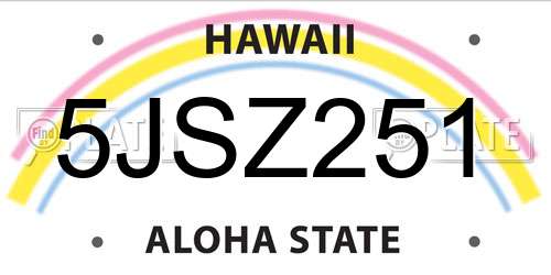 5JSZ251 Hawaii License Plate