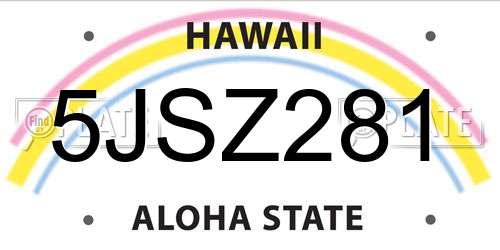 5JSZ281 Hawaii License Plate