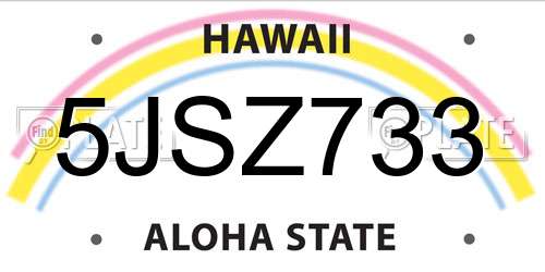5JSZ733 Hawaii License Plate