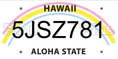 5JSZ781 Hawaii License Plate