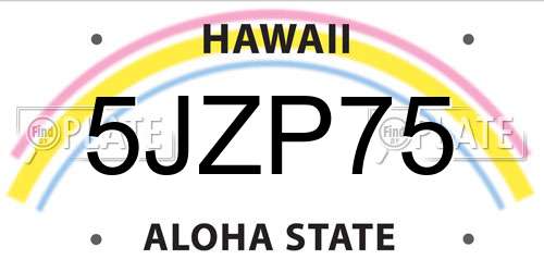 5JZP75 Hawaii License Plate