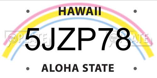 5JZP78 Hawaii License Plate