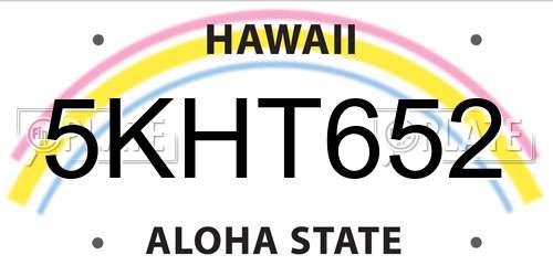 5KHT652 Hawaii License Plate