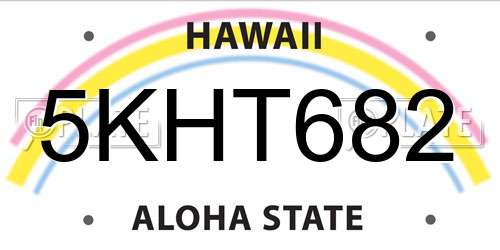 5KHT682 Hawaii License Plate