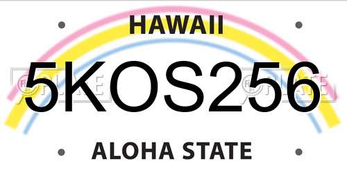 5KOS256 Hawaii License Plate