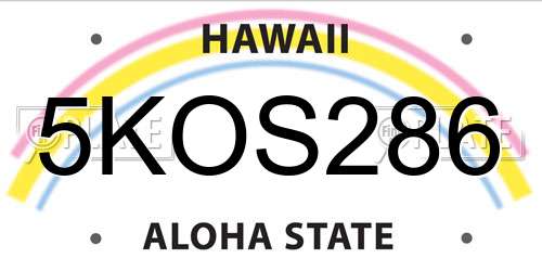 5KOS286 Hawaii License Plate