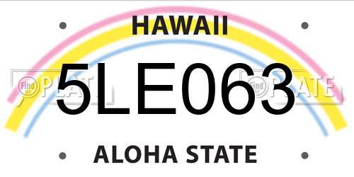 5LE063 Hawaii License Plate