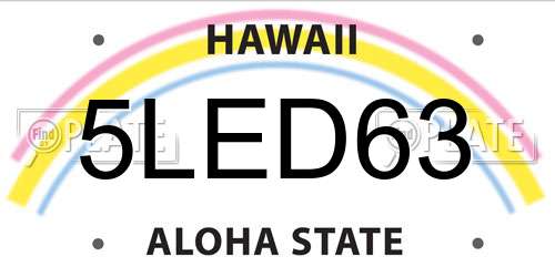 5LED63 Hawaii License Plate