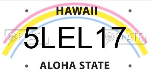 5LEL17 Hawaii License Plate