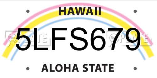 5LFS679 Hawaii License Plate