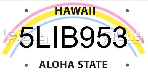 5LIB953 Hawaii License Plate