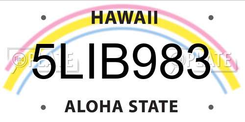 5LIB983 Hawaii License Plate