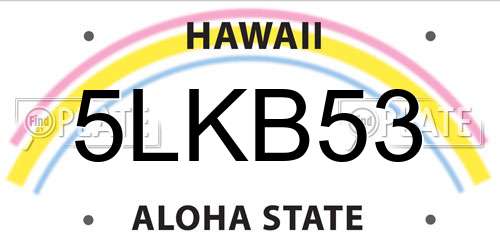 5LKB53 Hawaii License Plate