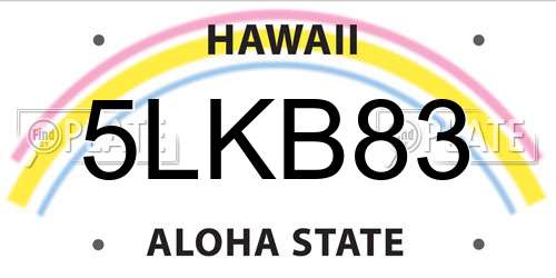 5LKB83 Hawaii License Plate