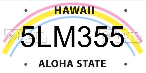 5LM355 Hawaii License Plate
