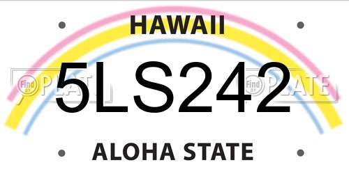 5LS242 Hawaii License Plate