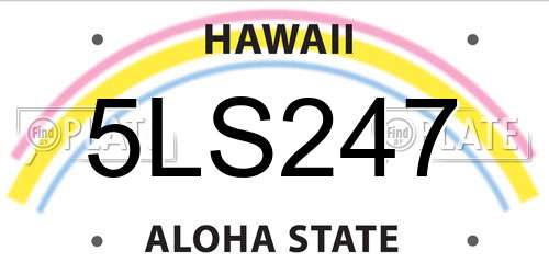 5LS247 Hawaii License Plate