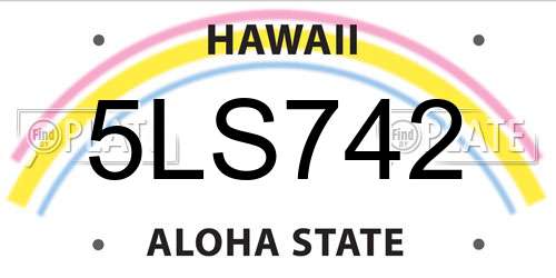 5LS742 Hawaii License Plate