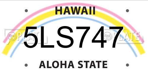 5LS747 Hawaii License Plate
