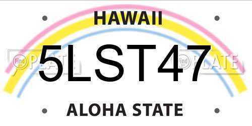 5LST47 Hawaii License Plate