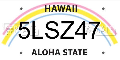 5LSZ47 Hawaii License Plate