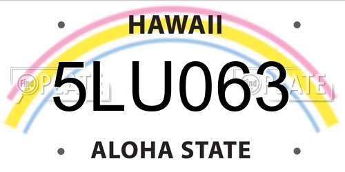5LU063 Hawaii License Plate
