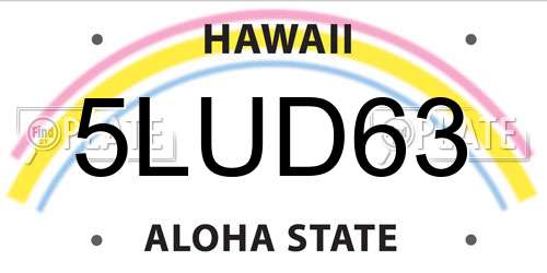 5LUD63 Hawaii License Plate