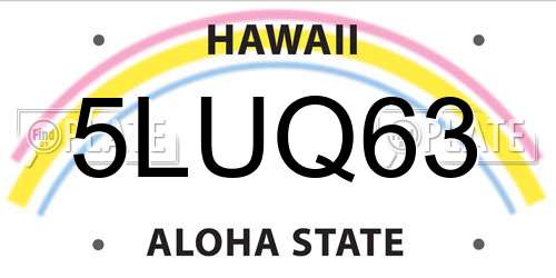 5LUQ63 Hawaii License Plate