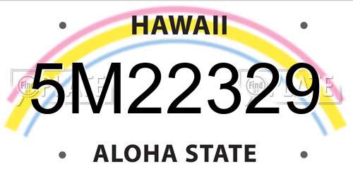 5M22329 Hawaii License Plate