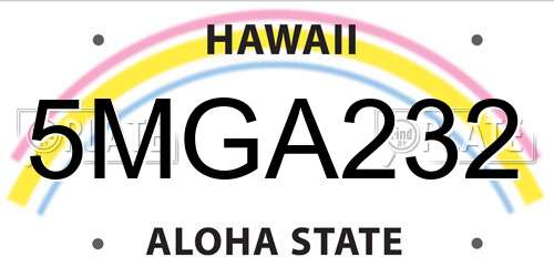 5MGA232 Hawaii License Plate