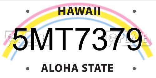5MT7379 Hawaii License Plate