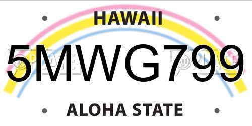 5MWG799 Hawaii License Plate