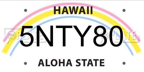 5NTY80 Hawaii License Plate