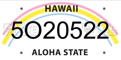 5O20522 Hawaii License Plate