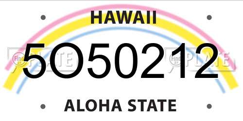 5O50212 Hawaii License Plate