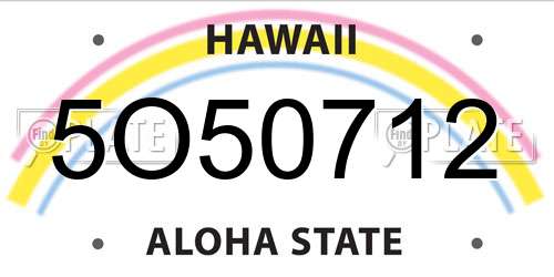 5O50712 Hawaii License Plate
