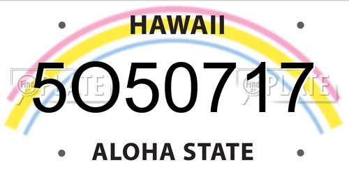5O50717 Hawaii License Plate