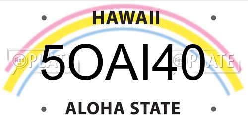 5OAI40 Hawaii License Plate