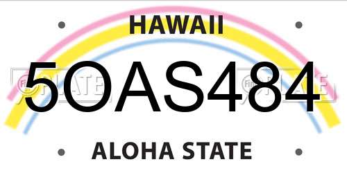 5OAS484 Hawaii License Plate
