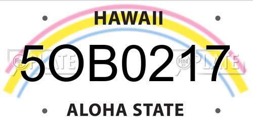 5OB0217 Hawaii License Plate