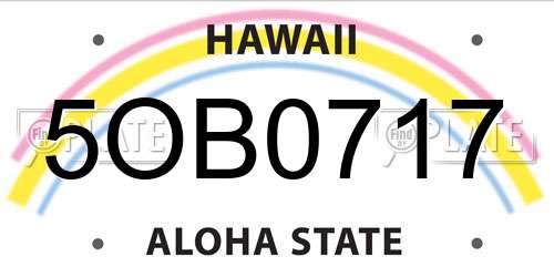 5OB0717 Hawaii License Plate