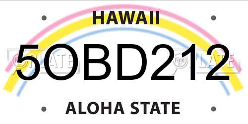 5OBD212 Hawaii License Plate