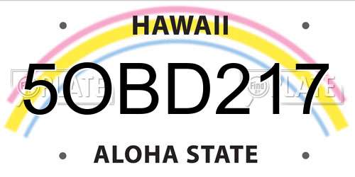 5OBD217 Hawaii License Plate