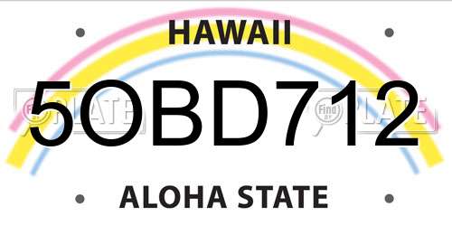 5OBD712 Hawaii License Plate