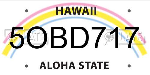 5OBD717 Hawaii License Plate