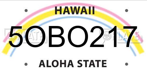 5OBO217 Hawaii License Plate