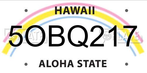 5OBQ217 Hawaii License Plate